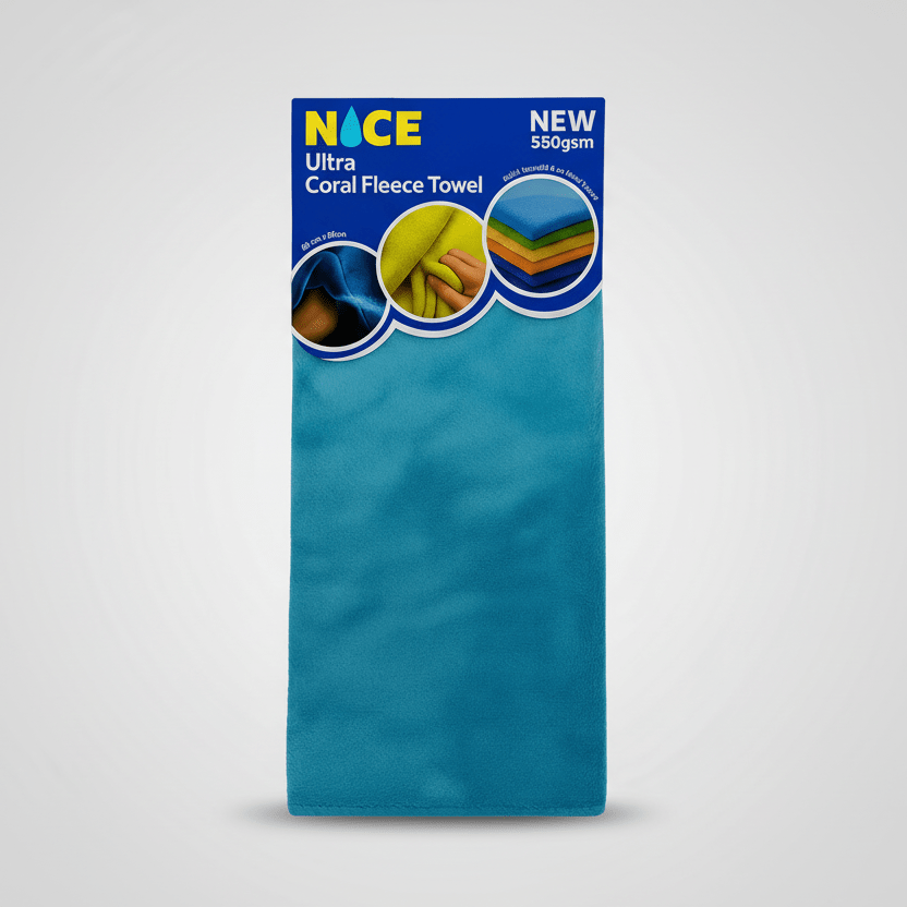 Coral Fleece Microfibre Cloth, 550 GSM, Blue, image 2