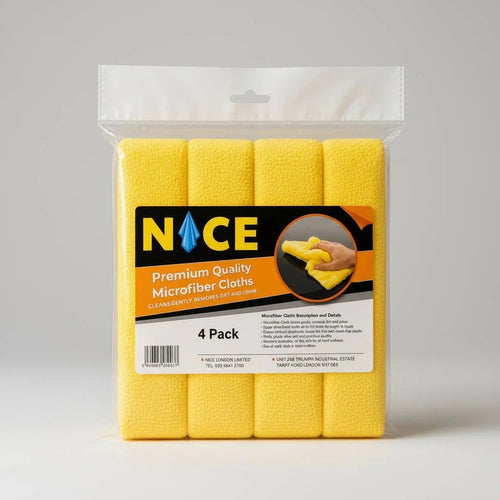 Microfibre Cleaning Cloths, 350 GSM, Yellow (Pack of 4), image 1