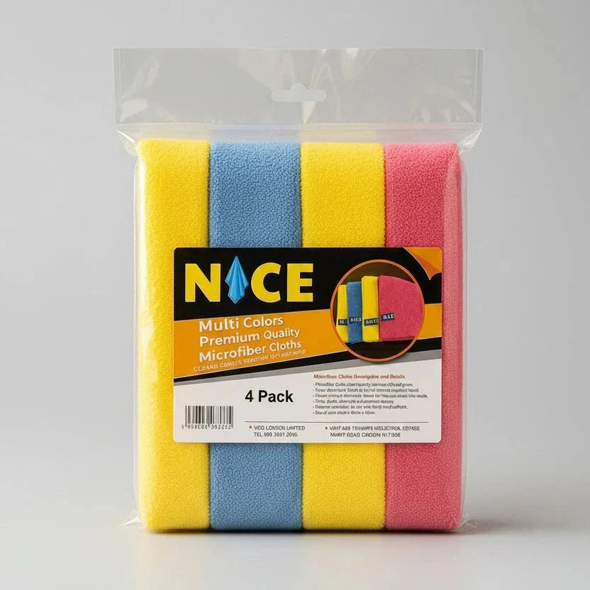 Microfibre Cleaning Cloths, 350 GSM, Multicolour (Pack of 4), image 1